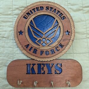 United States Air Force Wooden Key Holder - Blue and Brown
